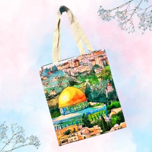 کیف دوشی یا توت بگ یا ساک دستی مذهبی با طرح مسجدالاقصی در فلسطین این کیف مذهبی دخترانه و پسرانه است